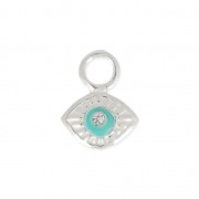 925 Sterling Silver charm lucky eye with strass 8 mm x1