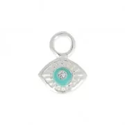 925 Sterling Silver charm lucky eye with strass 8 mm x1