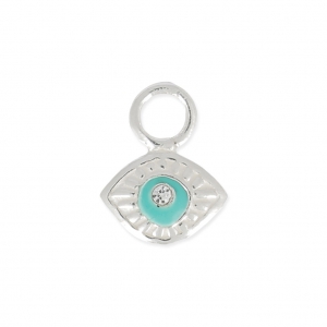 925 Sterling Silver charm lucky eye with strass 8 mm x1