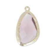 Faceted glass pendant 22 mm gold tone/Amethyst x1