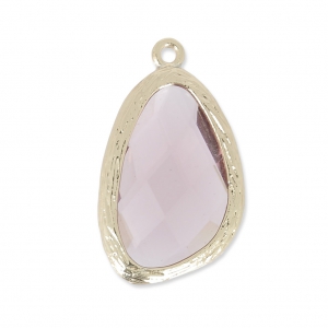 Faceted glass pendant 22 mm gold tone/Amethyst x1