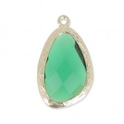 Faceted glass pendant 22 mm gold tone/Emerald x1