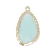 Faceted glass pendant 22 mm gold tone/Chrysophase x1|raw }}