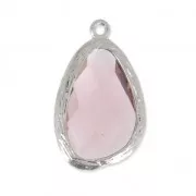 Faceted glass pendant 22 mm Silver Tone/Amethyst x1