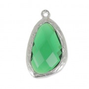Faceted glass pendant 22 mm Silver Tone/Emerald x1|raw }}