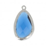 Faceted glass pendant 22 mm Silver Tone/Montana x1|raw }}