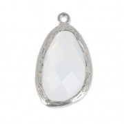 Faceted glass pendant 22 mm Silver Tone/Crystal x1