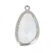 Faceted glass pendant 22 mm Silver Tone/Crystal x1