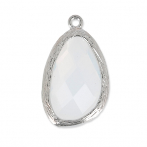 Faceted glass pendant 22 mm Silver Tone/Crystal x1
