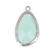 Faceted bead pendant 22 mm Silver Tone/Chrysoprase x1|raw }}