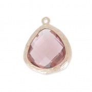Faceted glass pendant 17 mm gold tone/Amethyst x1|raw }}