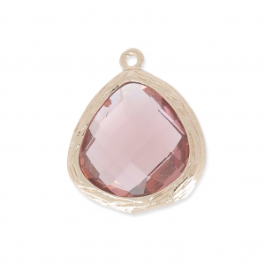 Faceted glass pendant 17 mm gold tone/Amethyst x1