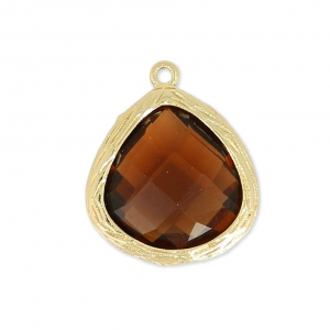 Faceted glass pendant 17 mm gold tone/Topaz Blend x1