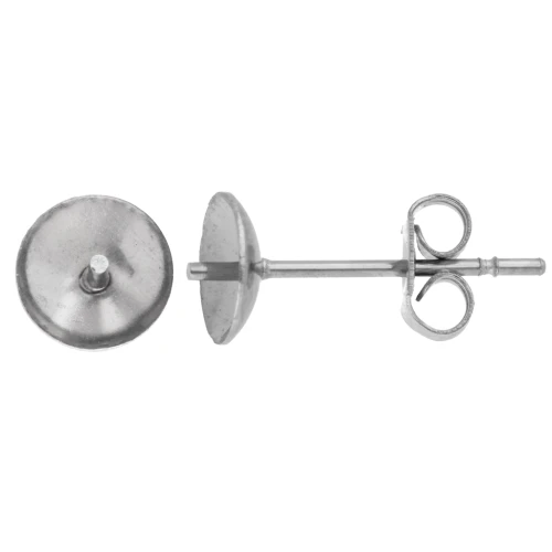 Semi-pierced earstuds 6 mm - 304L stainless steel x10