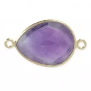 925 Sterling Silver Spacer 2 loops Gold Plated / Améthyste x1