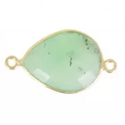 925 Sterling Silver Spacer 2 loops 13x17mm faceted gemstone - Gold Plated/ Chrysoprase x1