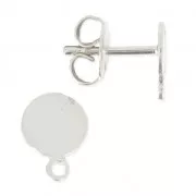 Flat pad earstuds 6 mm fine silver plating x2