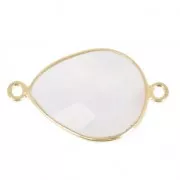 925 Sterling Silver Spacer 2 loops 13x17mm faceted gemstone - Gold Plated / Quartz rose x1