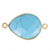925 Sterling Silver Spacer 2 loops 13x17mm faceted gemstone - Gold Plated /Synthetic Turquoisex1|raw }}