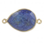 925 Sterling Silver Spacer 2 loops 13x17mm faceted gemstone - Gold Plated /Lapis  x1