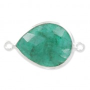 925 Sterling Silver Spacer 2 loops 13x17mm faceted gemstone /Dyed Emeraldx1|raw }}