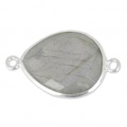 925 Sterling Silver Spacer 2 loops 13x17mm faceted gemstone /Labradorite x1|raw }}