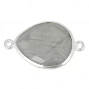 925 Sterling Silver Spacer 2 loops 13x17mm faceted gemstone /Labradorite x1