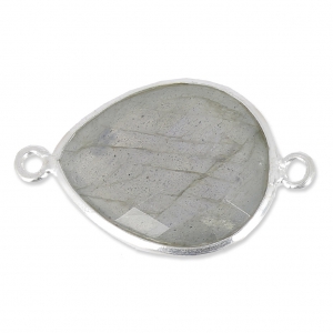 925 Sterling Silver Spacer 2 loops 13x17mm faceted gemstone /Labradorite x1