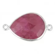 925 Sterling Silver Spacer 2 loops 13x17mm faceted gemstone /Dyed Ruby