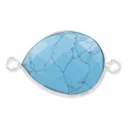 925 Sterling Silver Spacer 2 loops 13x17mm faceted gemstone /Synthetic Turquoisex1|raw }}