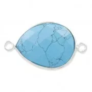 925 Sterling Silver Spacer 2 loops 13x17mm faceted gemstone /Synthetic Turquoisex1