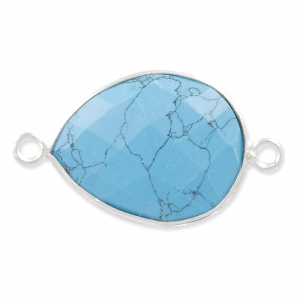 925 Sterling Silver Spacer 2 loops 13x17mm faceted gemstone /Synthetic Turquoisex1