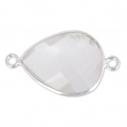 925 Sterling Silver Spacer 2 loops 13x17mm faceted gemstone / Quartz rose x1|raw }}