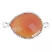 925 Sterling Silver Spacer 2 loops 13x17mm faceted gemstone dyed imit Cornaline x1