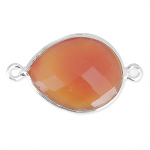 925 Sterling Silver Spacer 2 loops 13x17mm faceted gemstone dyed imit Cornaline x1