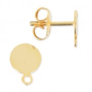 Flat pad earstuds 6 mmfine Gold plated x2|raw }}