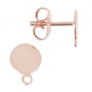 Flat pad earstuds 6 mm  Rose Gold Tone x2