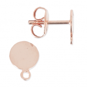Flat pad earstuds 6 mm Rose Gold Tone x2