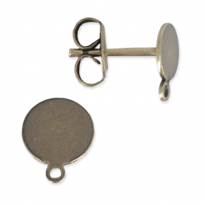 Flat pad earstuds 6mm Bronze Tone x2