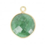 925 Sterling Silver Pendant 12 mm faceted gemstone Gold Plated / Chrysoprase x1|raw }}