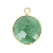 925 Sterling Silver Pendant 12 mm faceted gemstone Gold Plated / Chrysoprase x1