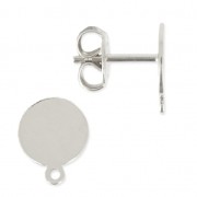 Flat pad earstuds 8 mm fine silver plating x2|raw }}