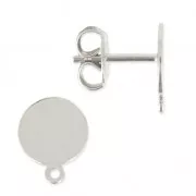Flat pad earstuds 8 mm fine silver plating x2