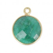 925 Sterling Silver Pendant 12 mm faceted gemstone Gold Plated/Dyed Emerald|raw }}