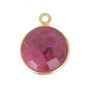 925 Sterling Silver Pendant 12 mm faceted gemstone Gold Plated/Dyed Ruby|raw }}