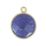 925 Sterling Silver Pendant 12 mm faceted gemstone Gold Plated / Lapis x1|raw }}
