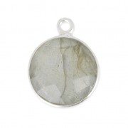 925 Sterling Silver Pendant 12 mm faceted gemstone / Labradorite x1|raw }}