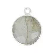 925 Sterling Silver Pendant 12 mm faceted gemstone / Labradorite x1