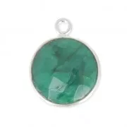925 Sterling Silver Pendant 12 mm faceted gemstone / Dyed Emerald
