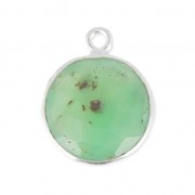 925 Sterling Silver Pendant 12 mm faceted gemstone / Chrysoprase x1|raw }}